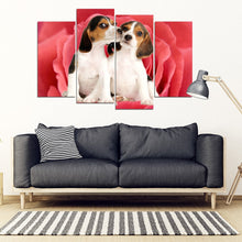 Load image into Gallery viewer, Cute Beagle On Red Rose Print- Piece Framed Canvas- Free Shipping