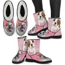 Load image into Gallery viewer, Bulldog Print Faux Fur Boots For Women-Free Shipping