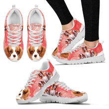 Load image into Gallery viewer, Cavalier King Charles Spaniel On Red Print Sneakers For Women And Kids- Free Shipping