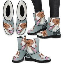Load image into Gallery viewer, Brittany dog Print Faux Fur Boots For Women-Free Shipping