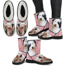 Load image into Gallery viewer, Cute Old English Sheepdog Print Faux Fur Boots For Women- Free Shipping