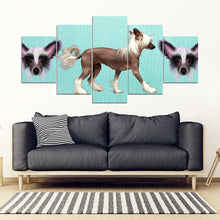 Load image into Gallery viewer, Chinese Crested Dog Print 5 Piece Framed Canvas- Free Shipping