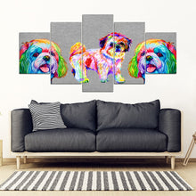 Load image into Gallery viewer, Colorful Shih Tzu 5 Piece Framed Canvas- Free Shipping