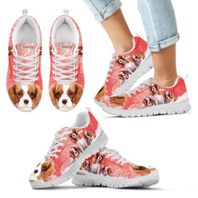 Load image into Gallery viewer, Cavalier King Charles Spaniel On Red Print Sneakers For Women And Kids- Free Shipping
