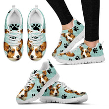 Load image into Gallery viewer, Corgi Dog Print-(Black/White) Running Shoes For Women-Express Shipping-Designed By Christina Jensen