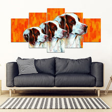Load image into Gallery viewer, Brittany Dog Print 5 Piece Framed Canvas- Free Shipping