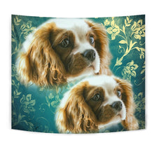Load image into Gallery viewer, Cavalier King Charles Spaniel On Blue Print Tapestry-Free Shipping