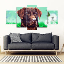 Load image into Gallery viewer, Chocolate Labrador Print 5 Piece Framed Canvas- Free Shipping