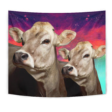 Load image into Gallery viewer, Brown Swiss Cattle (Cow) Print Tapestry-Free Shipping