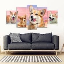 Load image into Gallery viewer, Cute Pembroke Welsh Corgi Print- Piece Framed Canvas- Free Shipping