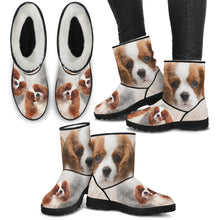 Load image into Gallery viewer, Cute Cavalier King Charles Spaniel Print Faux Fur Boots For Women- Free Shipping