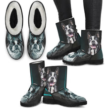 Load image into Gallery viewer, Boston Terrier Print Faux Fur Boots For Women-Free Shipping