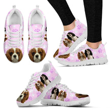 Load image into Gallery viewer, Cavalier King Charles Spaniel In Tri Color Print Running Shoe For Women(White/Black)- Free Shipping