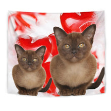 Load image into Gallery viewer, Burmese Cat On Red Print Tapestry-Free Shipping