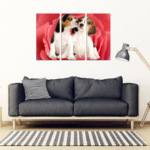 Load image into Gallery viewer, Cute Beagle On Red Rose Print- Piece Framed Canvas- Free Shipping