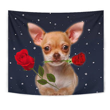 Load image into Gallery viewer, Chihuahua With Rose Print Tapestry-Free Shipping