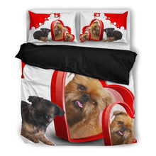 Load image into Gallery viewer, Brussels Griffon (Griffon Bruxellois) With Two Hearts Print Bedding Set-Free Shipping