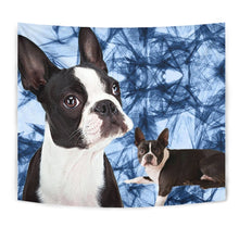 Load image into Gallery viewer, Boston Terrier On Blue Print Tapestry-Free Shipping