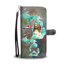 Load image into Gallery viewer, Cute Basset Hound Print Wallet Case-Free Shipping-MI State