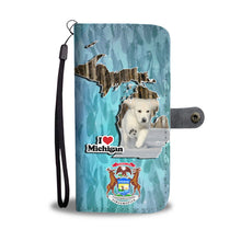 Load image into Gallery viewer, Cute Golden Retriever Puppy Print Wallet Case-Free Shipping-MI State