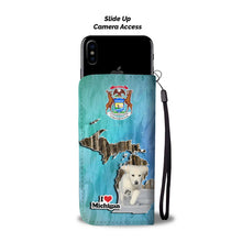 Load image into Gallery viewer, Cute Golden Retriever Puppy Print Wallet Case-Free Shipping-MI State