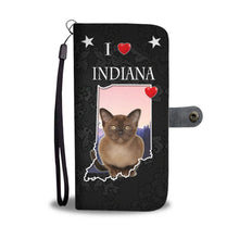 Load image into Gallery viewer, Cute Burmese Cat On Black Print Wallet Case-Free Shipping-IN State