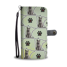 Load image into Gallery viewer, Chartreux Cat Print Wallet Case-Free Shipping-MN State