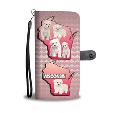 Load image into Gallery viewer, Cute Maltese Dog On Pink Print Wallet Case-Free Shipping-WI State