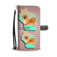 Load image into Gallery viewer, Cute Pekingese Dog On Hearts Print Wallet Case-Free Shipping-WI State