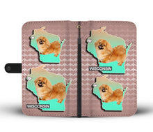 Load image into Gallery viewer, Cute Pekingese Dog On Hearts Print Wallet Case-Free Shipping-WI State