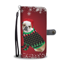 Load image into Gallery viewer, Bulldog Red Christmas Print Wallet Case-Free Shipping