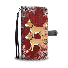 Load image into Gallery viewer, Brown Eskimo Dog On Red Christmas Print Wallet Case-Free Shipping