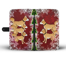 Load image into Gallery viewer, Brown Eskimo Dog On Red Christmas Print Wallet Case-Free Shipping