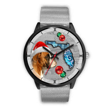 Load image into Gallery viewer, Boxer Dog On Christmas Florida Black Wrist Watch-Free Shipping