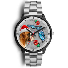 Load image into Gallery viewer, Boxer Dog On Christmas Florida Black Wrist Watch-Free Shipping