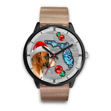 Load image into Gallery viewer, Boxer Dog On Christmas Florida Black Wrist Watch-Free Shipping