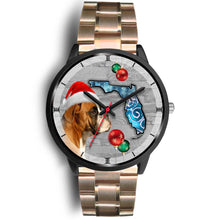Load image into Gallery viewer, Boxer Dog On Christmas Florida Black Wrist Watch-Free Shipping