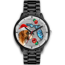 Load image into Gallery viewer, Boxer Dog On Christmas Florida Black Wrist Watch-Free Shipping