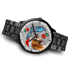 Load image into Gallery viewer, Boxer Dog On Christmas Florida Black Wrist Watch-Free Shipping