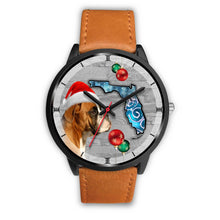 Load image into Gallery viewer, Boxer Dog On Christmas Florida Black Wrist Watch-Free Shipping