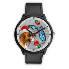 Load image into Gallery viewer, Boxer Dog On Christmas Florida Black Wrist Watch-Free Shipping