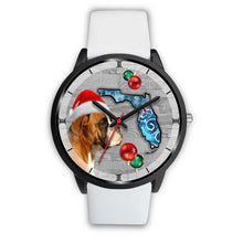Load image into Gallery viewer, Boxer Dog On Christmas Florida Black Wrist Watch-Free Shipping