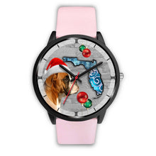 Load image into Gallery viewer, Boxer Dog On Christmas Florida Black Wrist Watch-Free Shipping