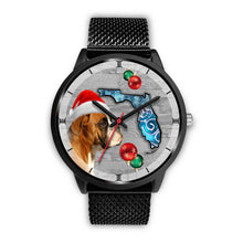 Load image into Gallery viewer, Boxer Dog On Christmas Florida Black Wrist Watch-Free Shipping