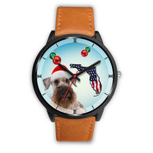 Load image into Gallery viewer, Cesky Terrier On Christmas Florida Black Wrist Watch-Free Shipping