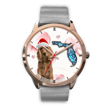 Load image into Gallery viewer, Cocker Spaniel On Christmas Florida Golden Wrist Watch-Free Shipping