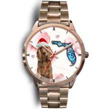 Load image into Gallery viewer, Cocker Spaniel On Christmas Florida Golden Wrist Watch-Free Shipping