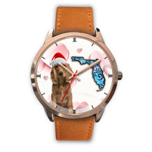Load image into Gallery viewer, Cocker Spaniel On Christmas Florida Golden Wrist Watch-Free Shipping
