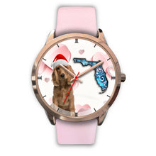 Load image into Gallery viewer, Cocker Spaniel On Christmas Florida Golden Wrist Watch-Free Shipping