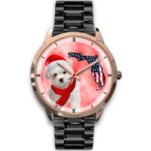 Load image into Gallery viewer, Cute Maltese On Christmas Florida Golden Wrist Watch-Free Shipping